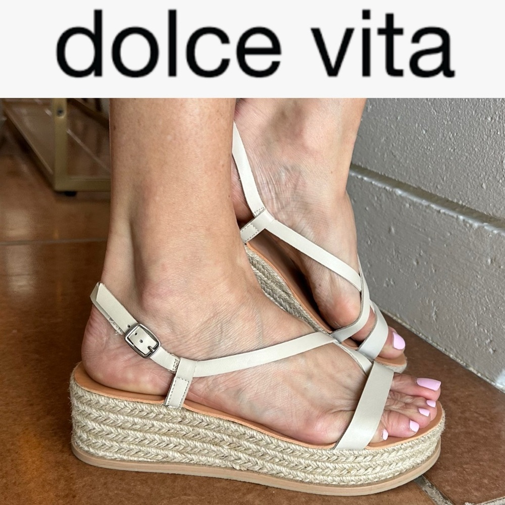 DOLCE VITA Ivory Strappy Wedge Sandals